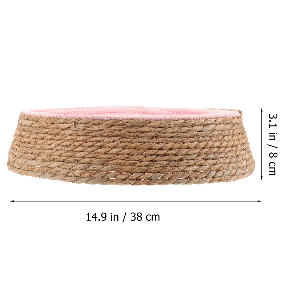 Handmade Rattan Dog Bed – Round Woven Natural Pet Nest with Cozy Cushion for Small Dogs