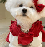 Winter Corduroy Dog Dress Set – Red Bow Outfit XS-XXL