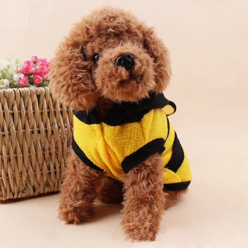 Bee-Themed Dog Hoodie Fleece – All Seasons Warm Pullover XP0073