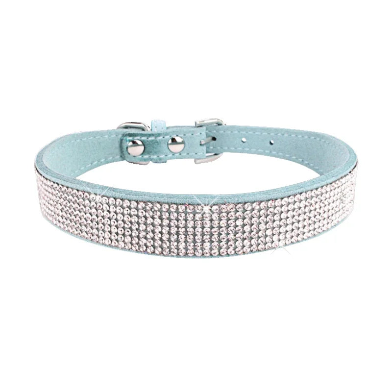 Crystal Rhinestone Dog Collar – Suede with Zinc Buckle