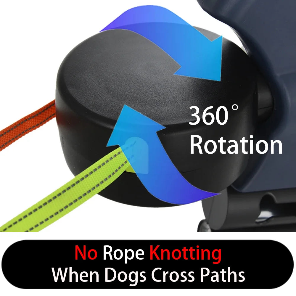 Double Dog Leash – 3in1 Retractable Dual Lead