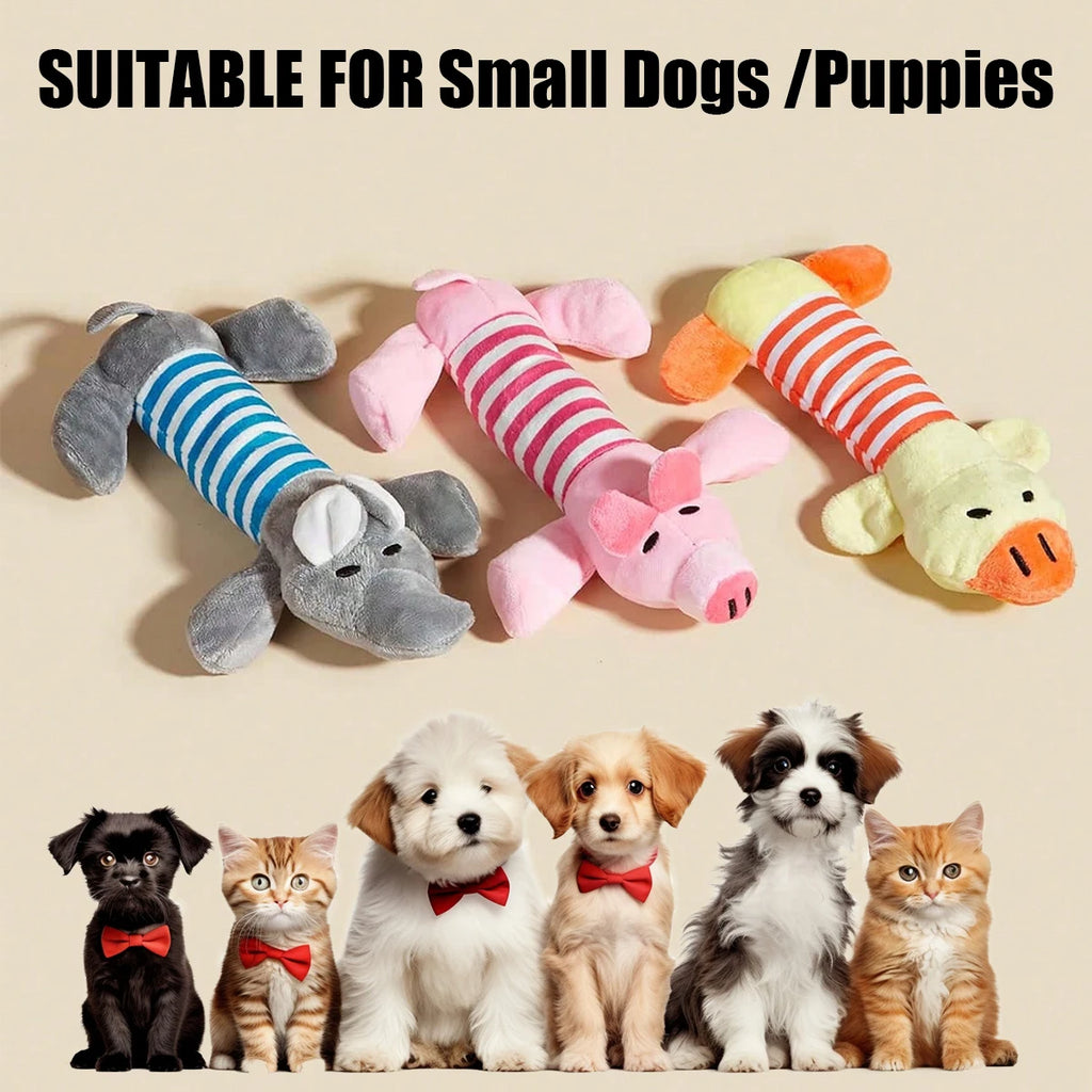Plush Squeaky Dog Toys for All Sizes — Elephant, Duck & Pig Chew Toys