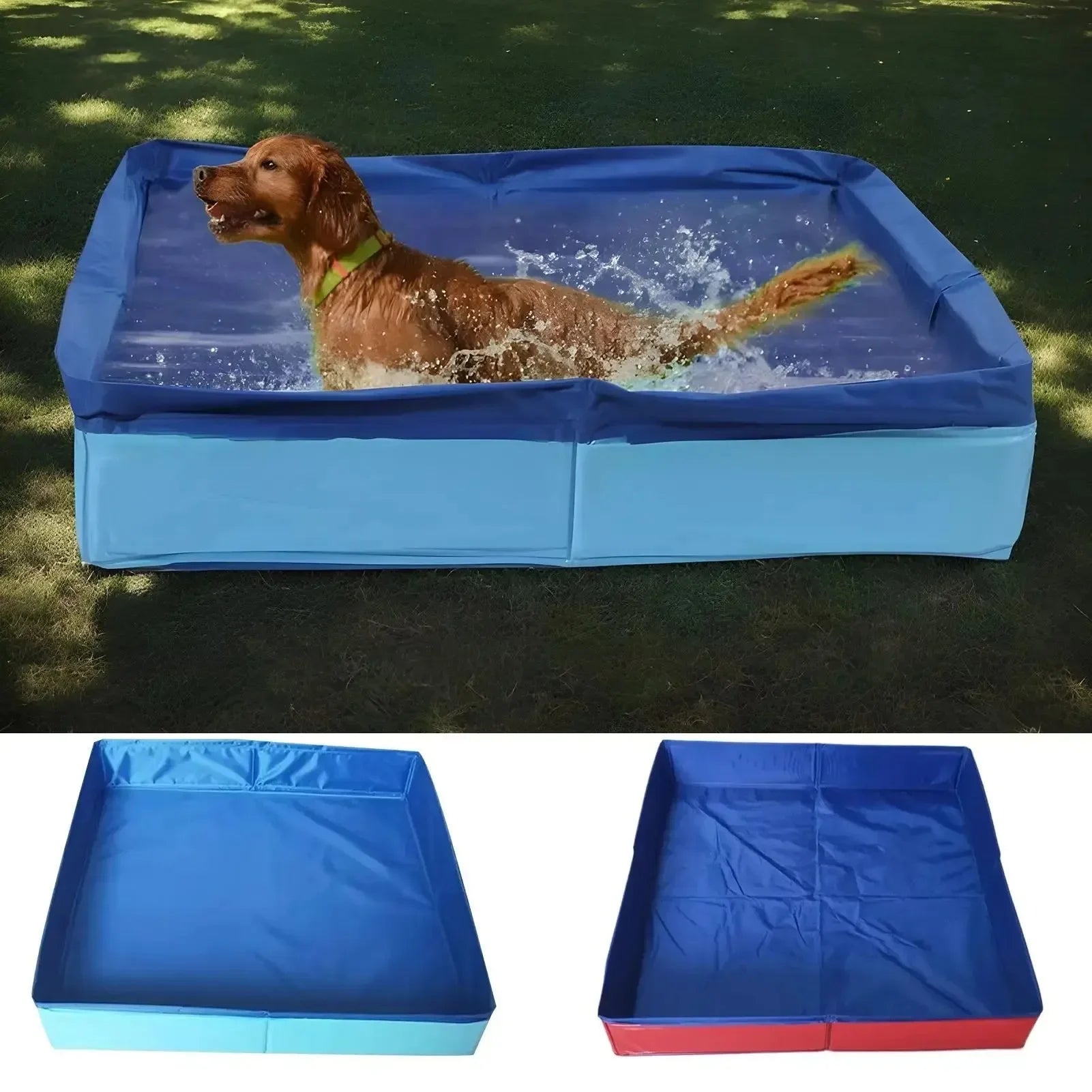 Dog Pool PVC Folding Swimming Pool – Non-Inflatable Paddling Bath Tub for Puppies & Small Dogs