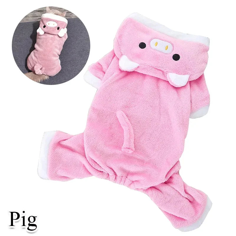 Coral Fleece Dog Coat – Pink Cosplay Winter Jacket for Small Dogs
