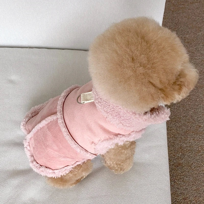GuTing Van Small Dog Coat | Solid Brown Polyester Teddy Pullover