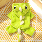 Dinosaur Dog Flannel Jumpsuit – Cozy Winter Romper for Small Dogs