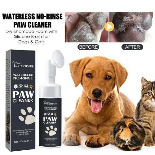 100ml Dog Paw Cleaner Foam – Waterless Rinse-Free Silicone Scrubber & Pet Paw Shampoo