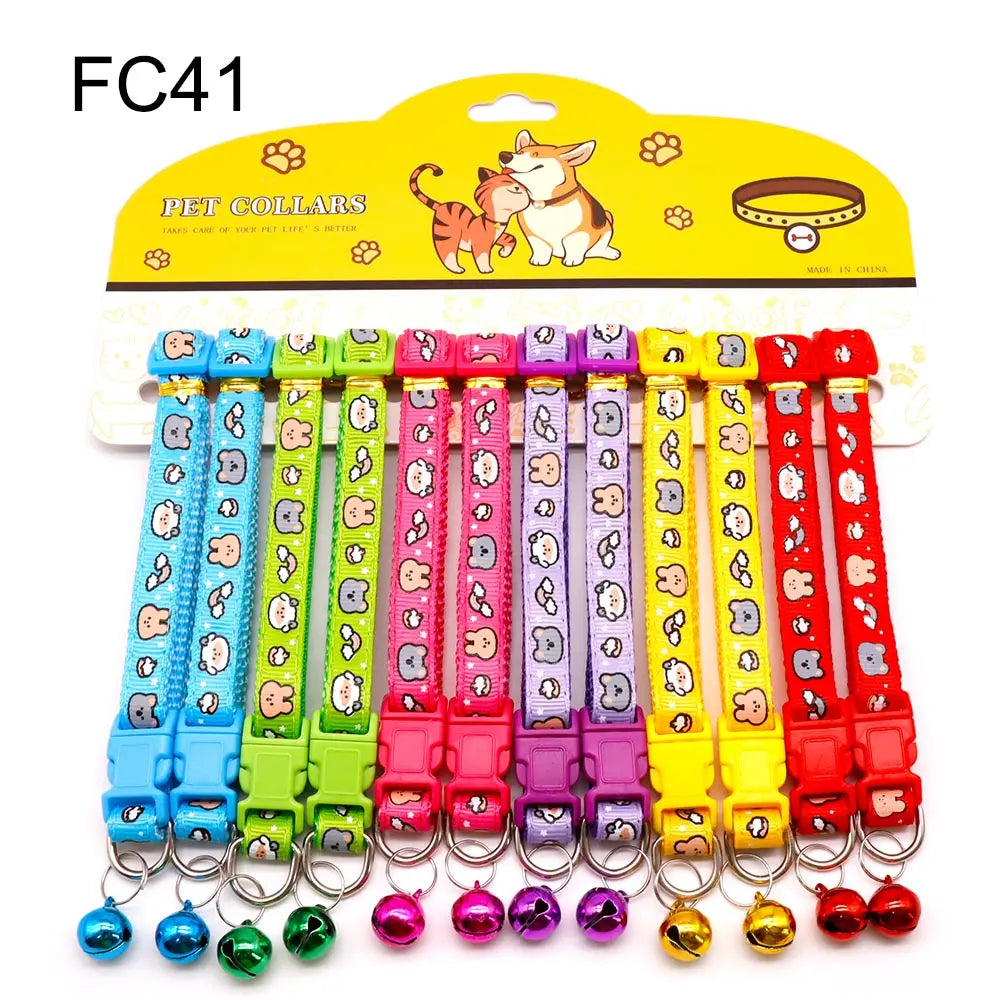 Multicolor Dog Collars with Bell 12 Pack – Adjustable ID Safe