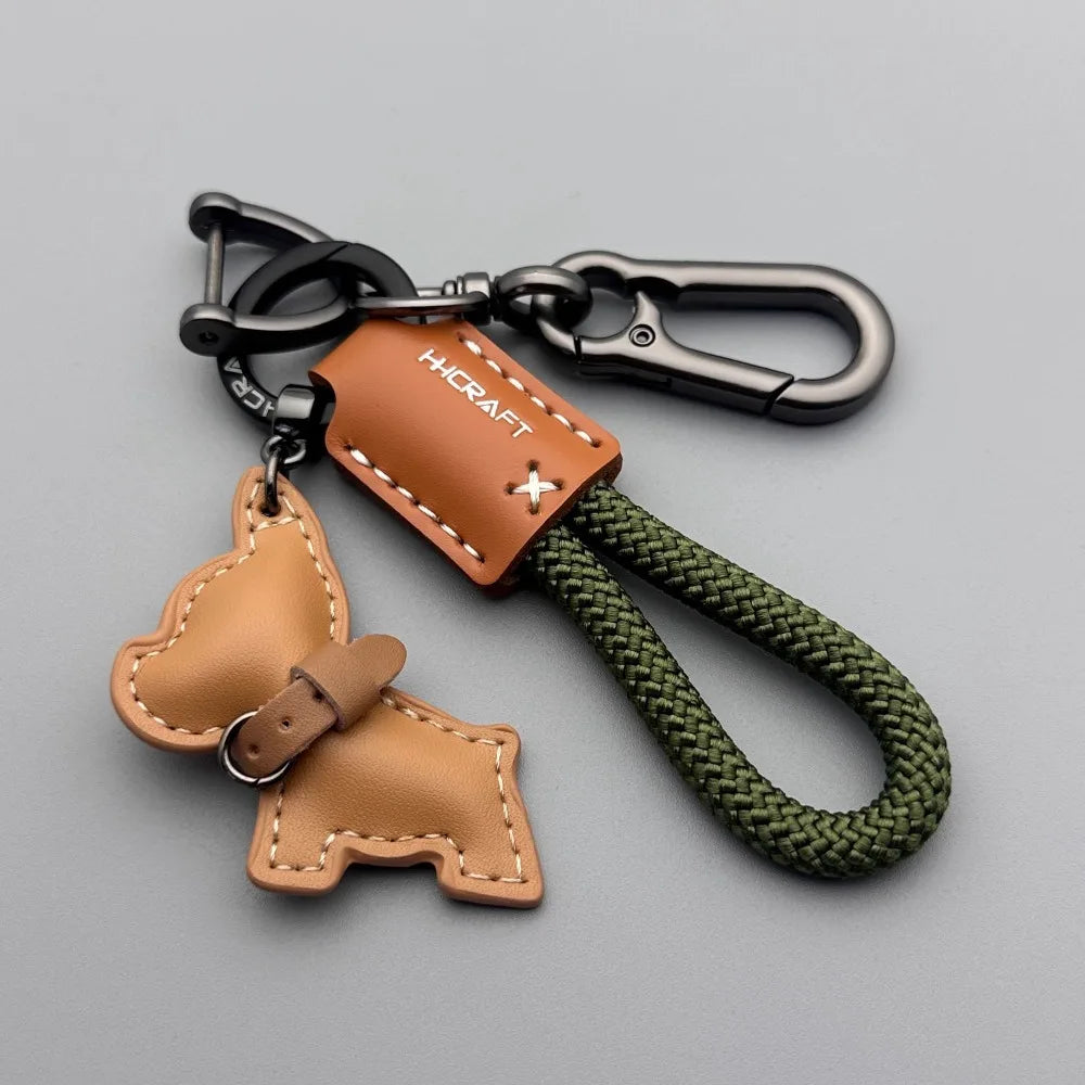 Leather Braided Rope Keychain – Anti-Loss Key Strap