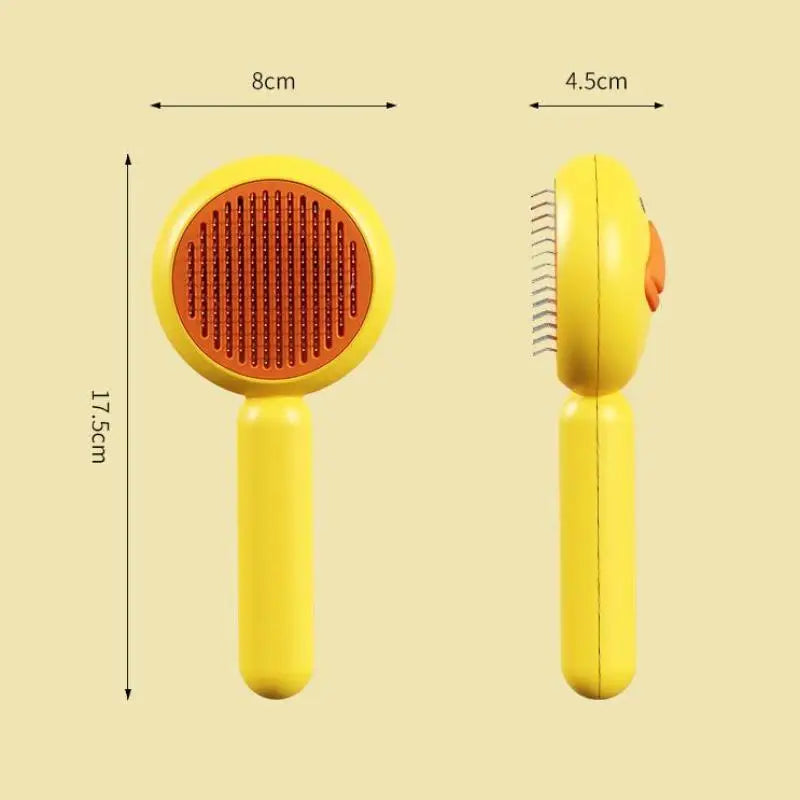 Duck Design Self-Cleaning Dog Brush – Gentle Detangling & Massage Comb