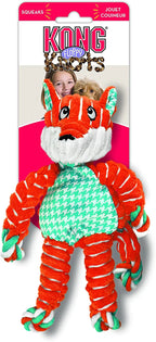 KONG Floppy Knots Fox Dog Toy – Squeaky Rope Plush