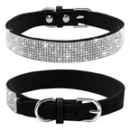 Crystal Rhinestone Dog Collar – Suede with Zinc Buckle