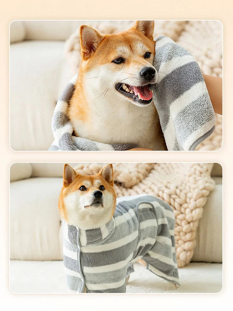 Quick-Dry Dog Bathrobe - Ultra-Absorbent Thick Coral Fleece Pet Towel