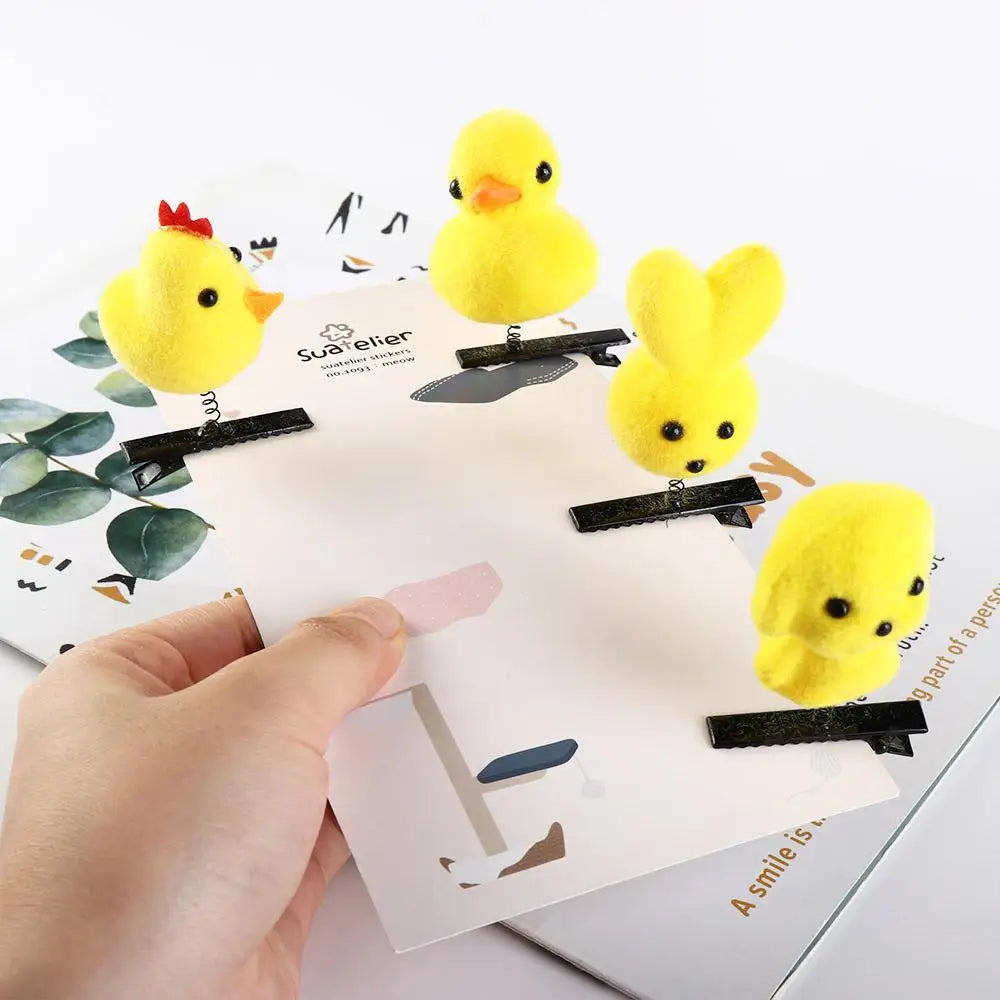 Duck Plush Hair Clip for Kids – 4cm Alloy Barrette Yellow & Red
