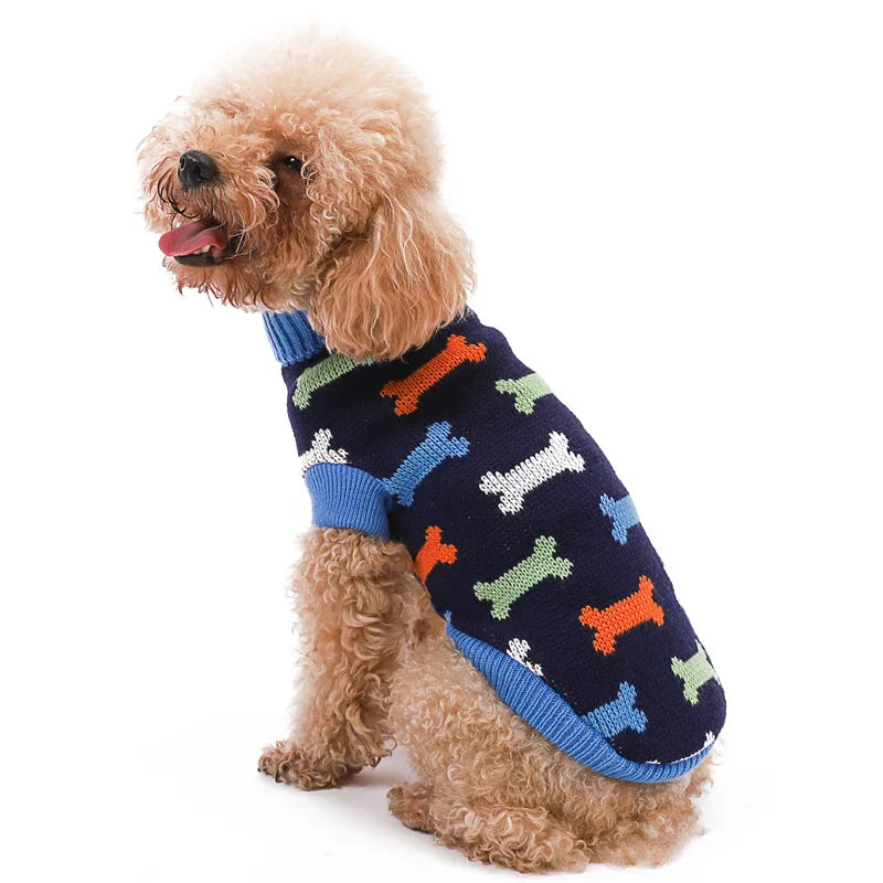 Warm Knitted Dog Sweater Coat – Colorful Winter Pullover