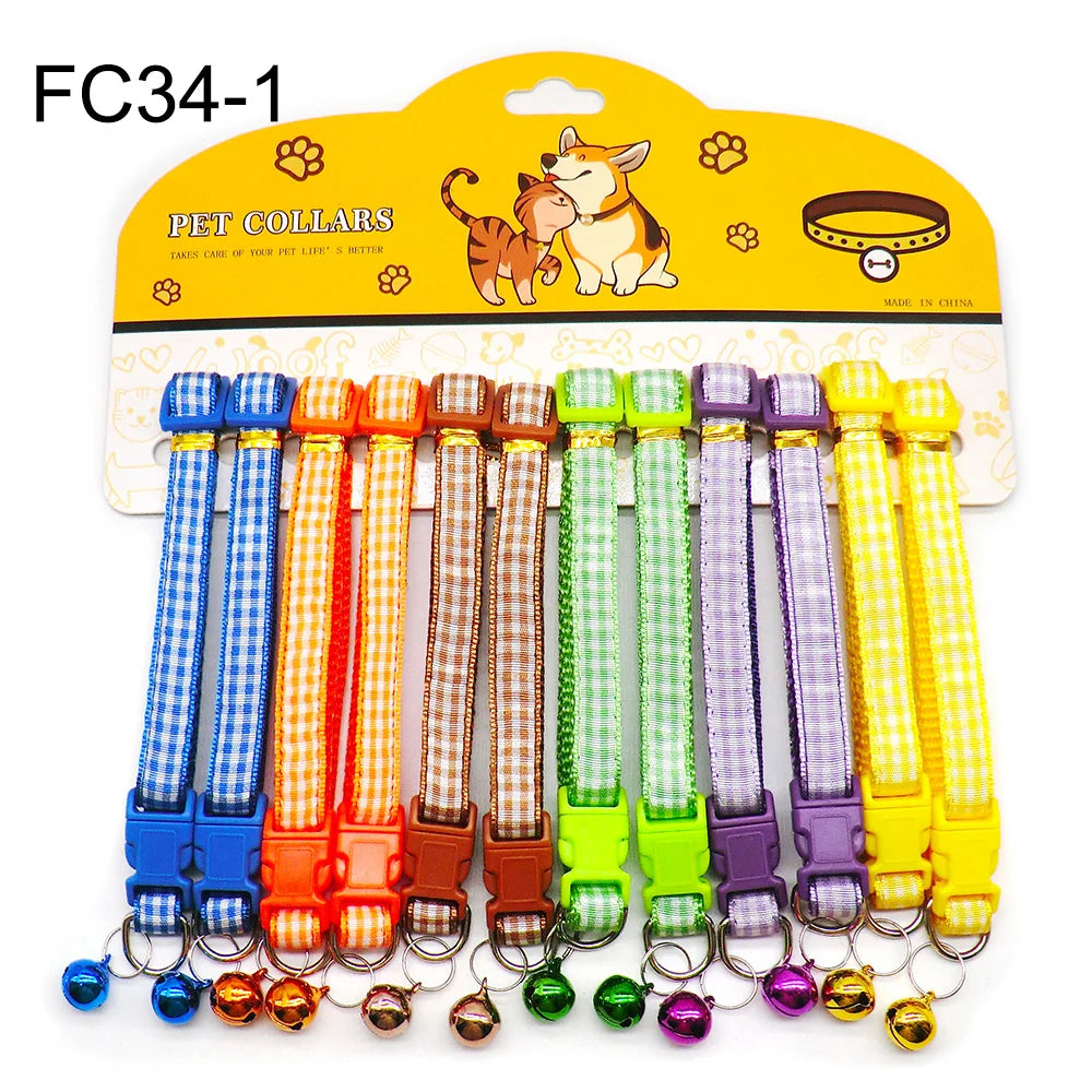 Multicolor Dog Collars with Bell 12 Pack – Adjustable ID Safe