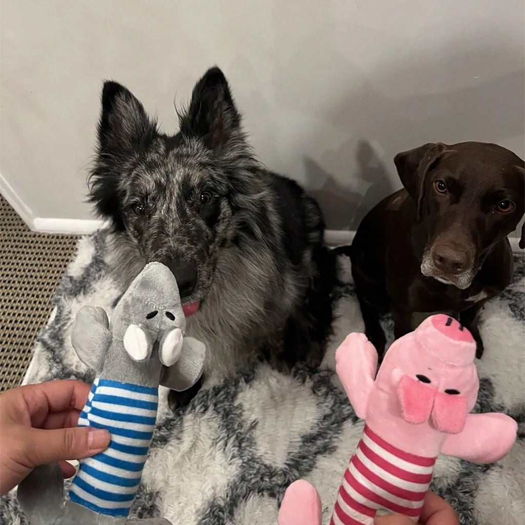 Plush Squeaky Dog Toys for All Sizes — Elephant, Duck & Pig Chew Toys