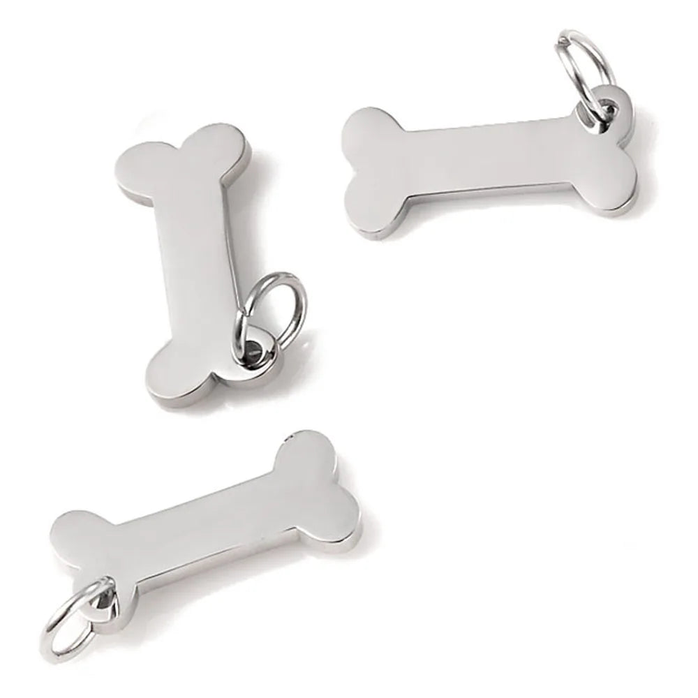 Paw Print & Bone Charm Pendants – Stainless Steel DIY Set (5 Pcs Gold)