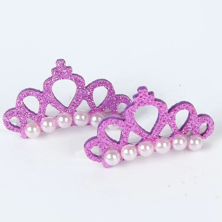 Small Dog Hair Clip Bow Faux Pearl Crown – 1 Pc Cute Pet Accessory