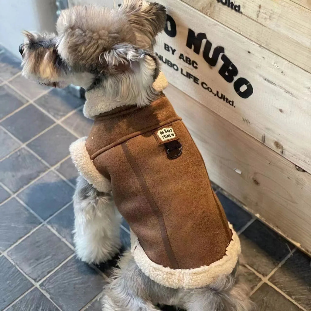 Velvet Dog Vest Coat – Fleece Lined Sleeveless Winter Jacket Black