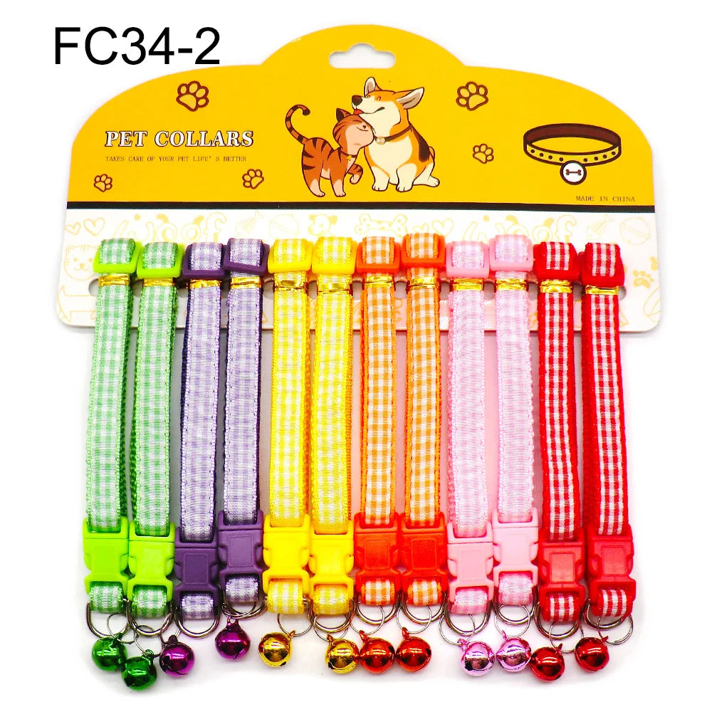 Multicolor Dog Collars with Bell 12 Pack – Adjustable ID Safe