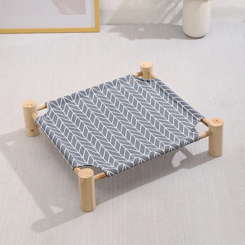 Elevated Dog Bed – Portable, Foldable Wooden Hammock for Small to Medium Dogs