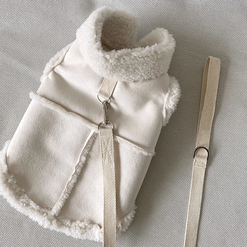 GuTing Van Small Dog Coat | Solid Brown Polyester Teddy Pullover