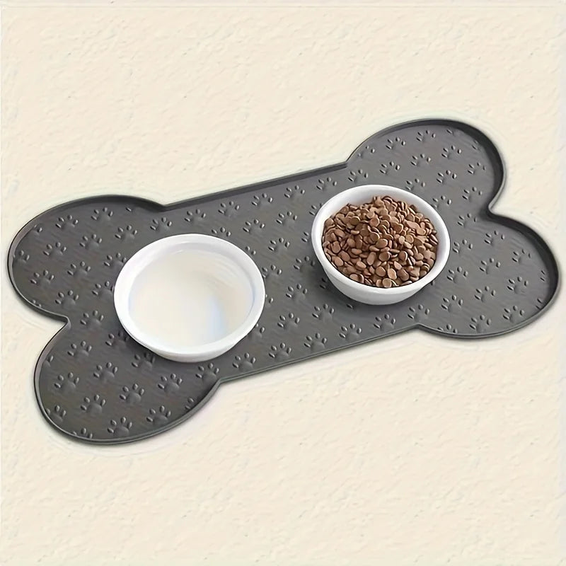 Silicone Dog Feeding Mat – Non-Slip Waterproof Pet Bowl Mat with Raised Edges, Washable