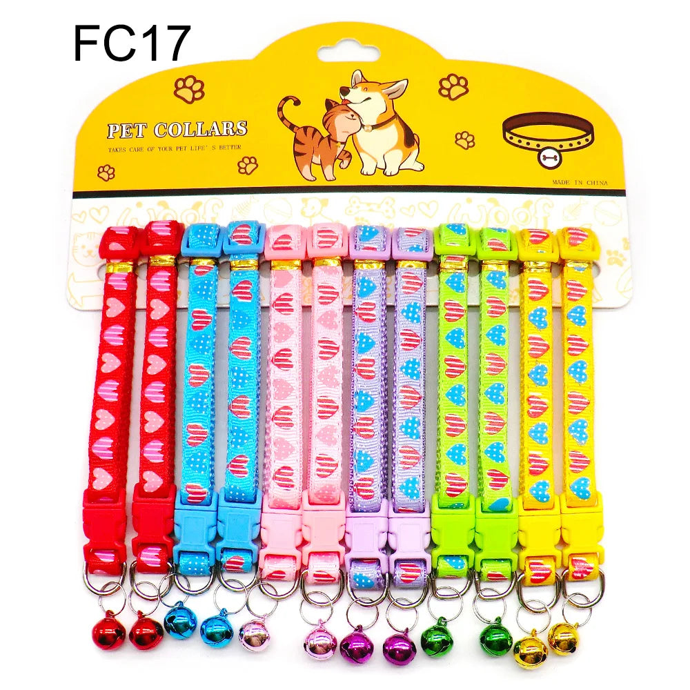 Multicolor Dog Collars with Bell 12 Pack – Adjustable ID Safe