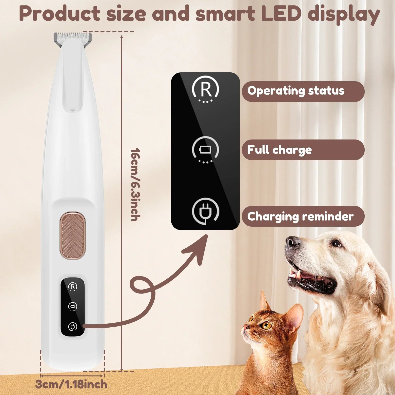 New Dog Paw Trimmer with LED Light – Waterproof, Low-Noise Grooming Tool