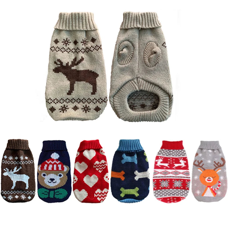 Warm Knitted Dog Sweater Coat – Colorful Winter Pullover