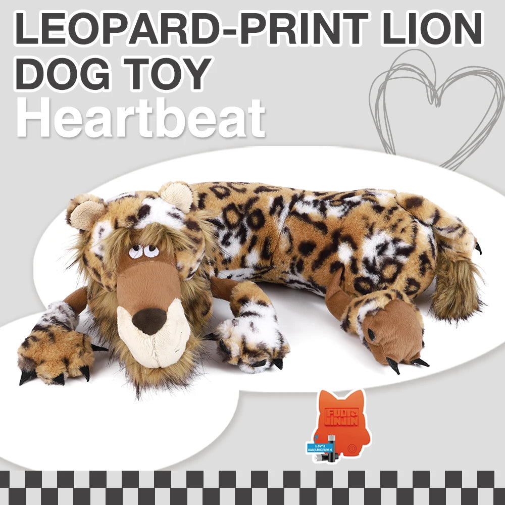 Cheetah Plush Dog Toy with Heartbeat – Calming Sleep Aid