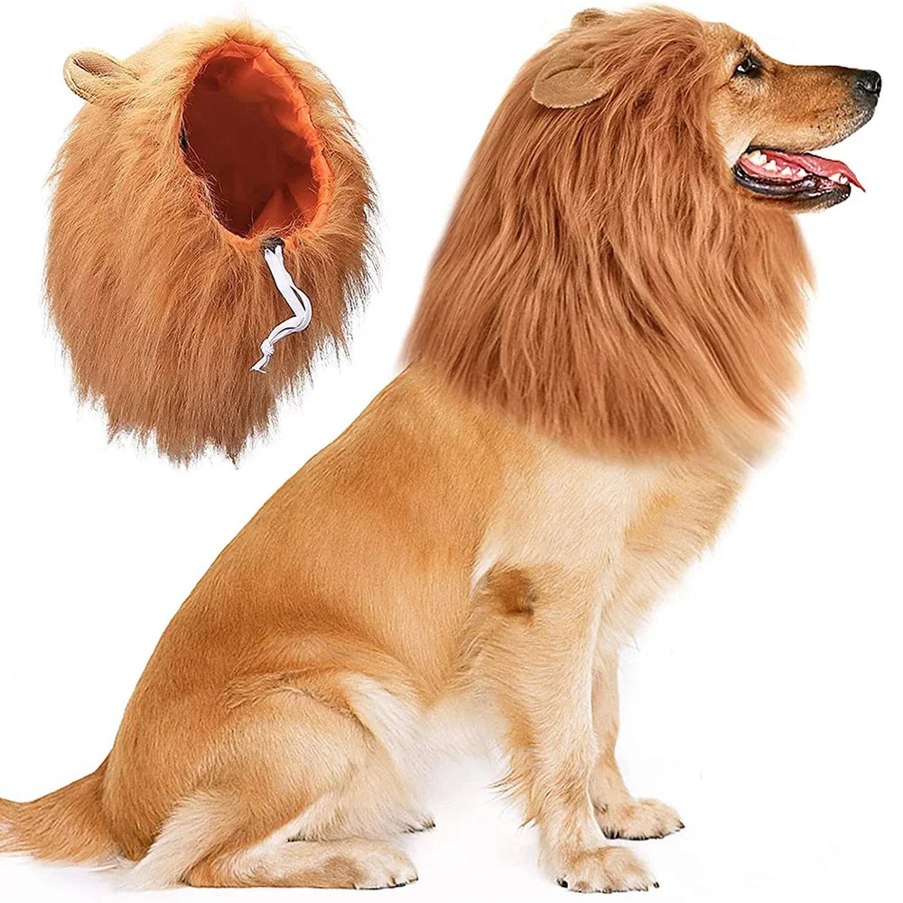Dog Lion Mane Costume – Realistic Wig for Large Dogs