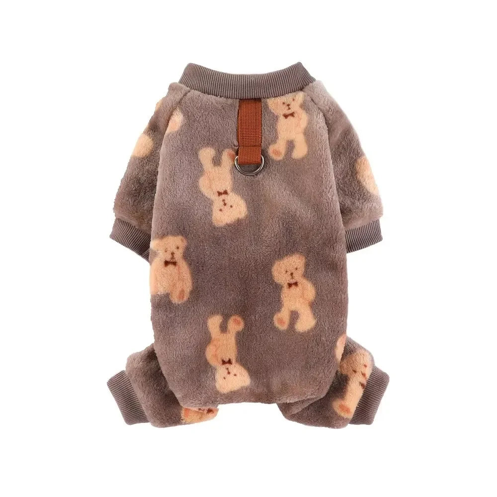 Winter Fleece Dog Pajamas – Cozy Polyester Jumpsuit XS-4XL Blue