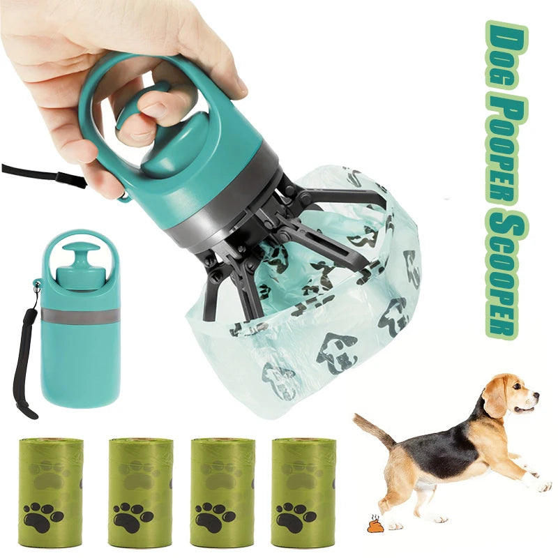 Portable Dog Pooper Scooper – No-Touch Handheld Waste Picker with Built-In Garbage Bags