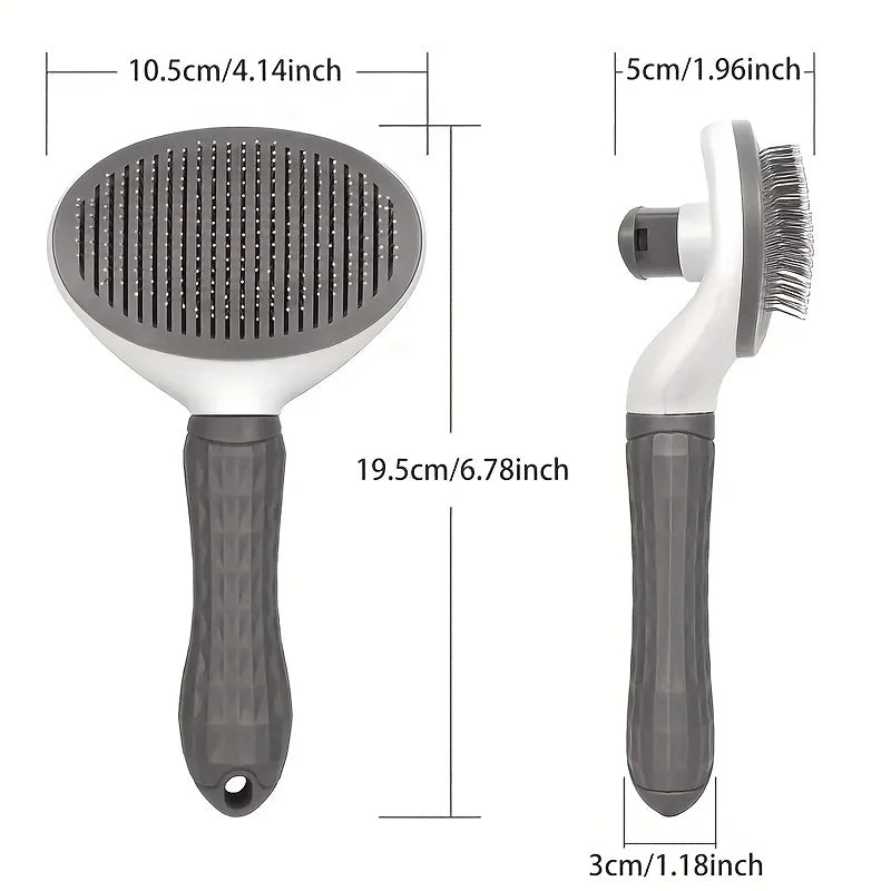 One-Click Pet Hair Removal Comb for Dogs – Automatic Slicker Brush
