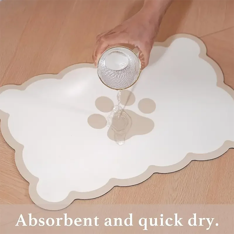 Pet Feeding Mat – Absorbent Anti-Slip Diatomaceous Earth Mat for Dog Water & Food Bowls