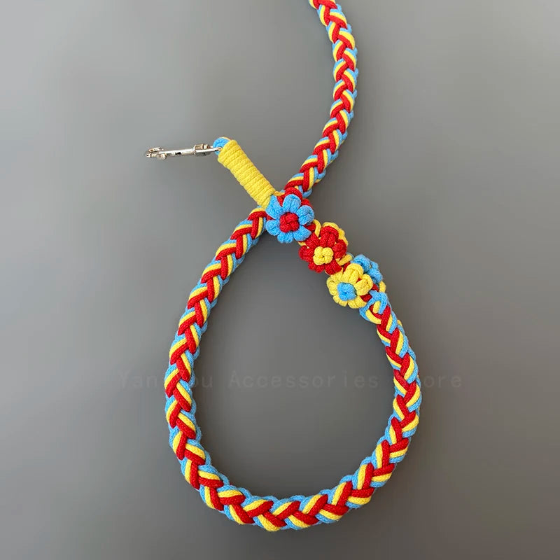 Dog Leash – Handwoven Anti-Slip Rainbow
