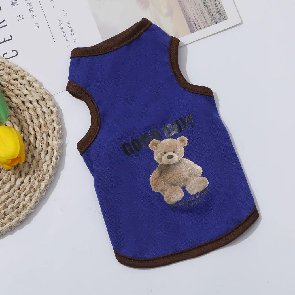 Cartoon Bear Dog Costume T-Shirt – Cute Polyester Vest Outfit