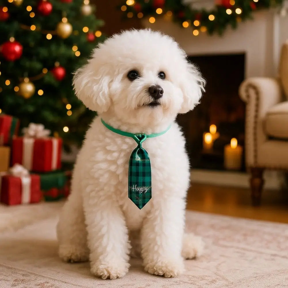 Nonecn Christmas Dog Bow Tie – Red & Green Adjustable Holiday Pet Accessory