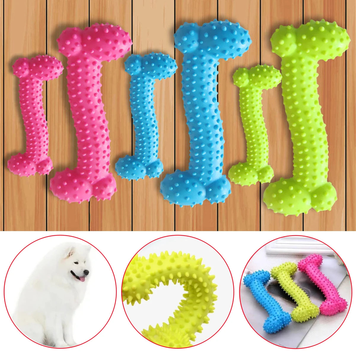 Rubber Bone Shape Chew Toy - 2 Sizes for Dogs | Durable & Dental-Friendly