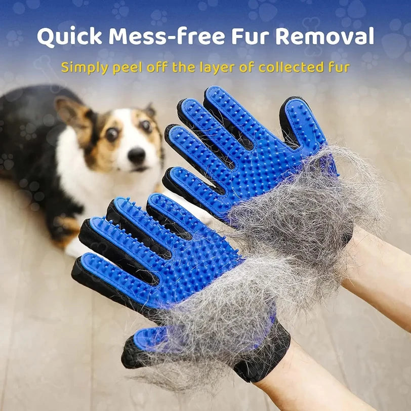 Pet Grooming Glove Hair Removal Mitt For Dogs Gentle Easy Pet Hair Upkeep