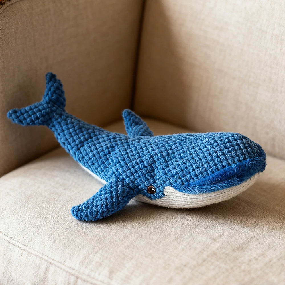 Whale Plush Dog Toy – Interactive Sound for All Sizes