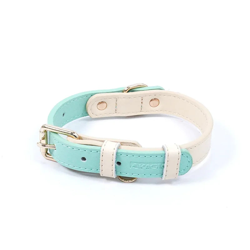 Leather Dog Collar with Anti-Loss Ring – Adjustable S-XL Walking Collar