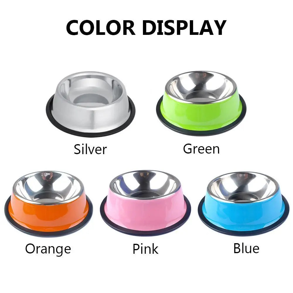Non-Slip Stainless Steel Dog Bowl – Anti-Skid Food & Water Feeder (Multiple Sizes)