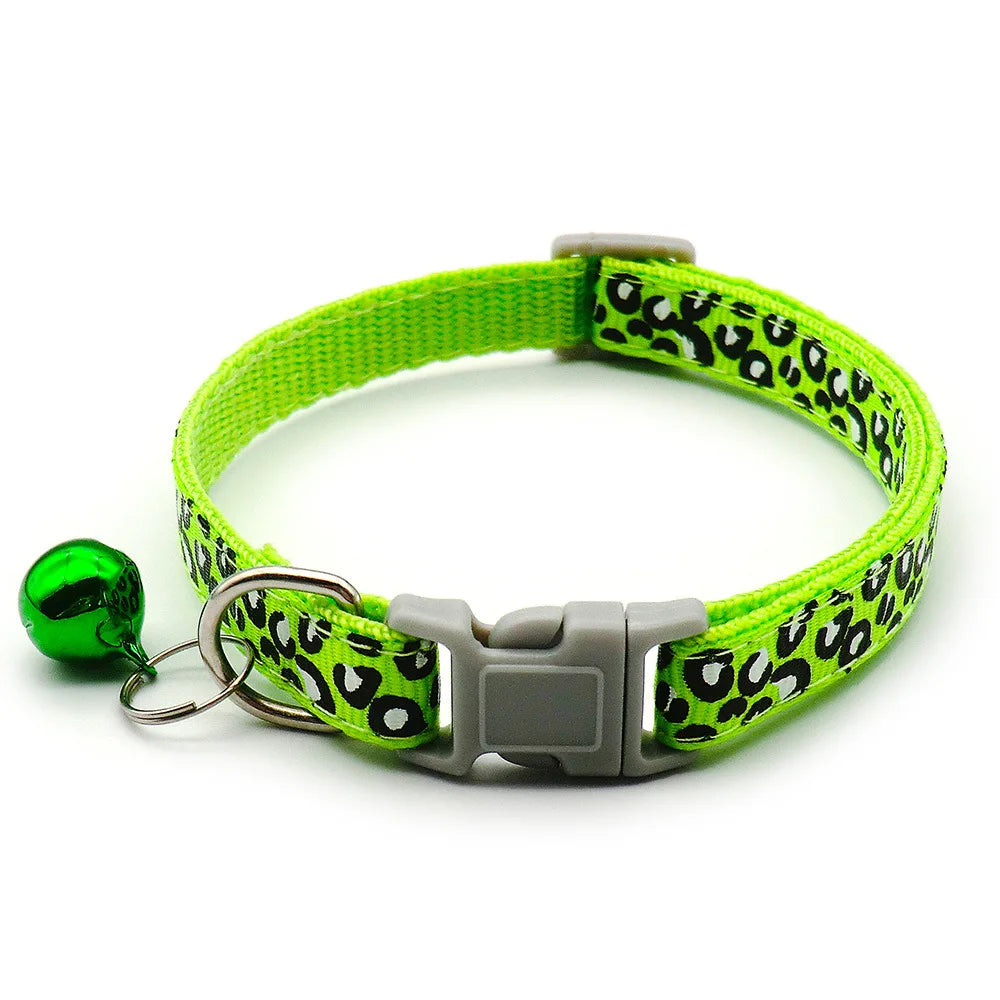 MOONBIFFY Leopard Dog Collar – Adjustable Breakaway with Bell