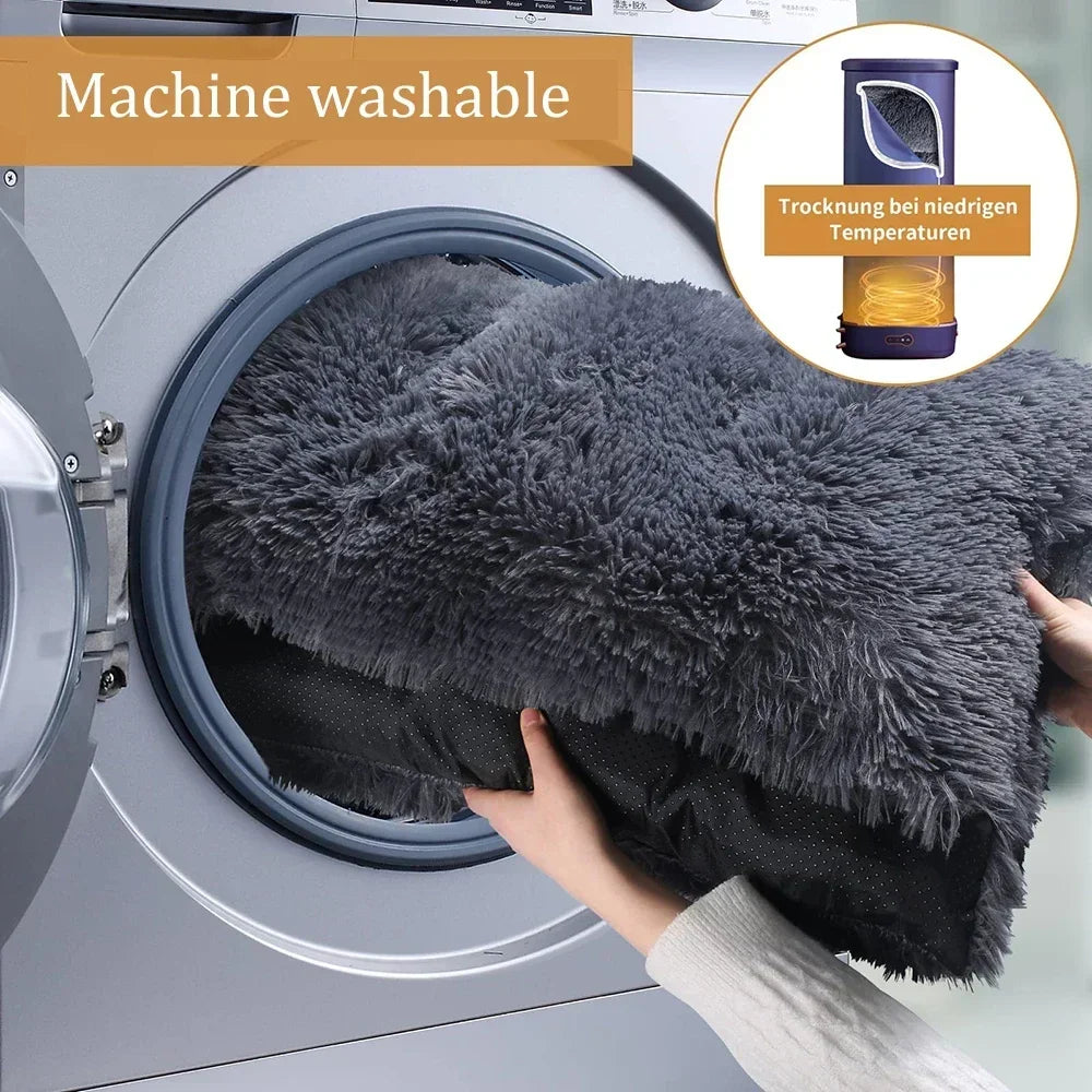 Large Washable Plush Dog Bed – Anti-Anxiety Warm Cushion for Small, Medium & Large Dogs