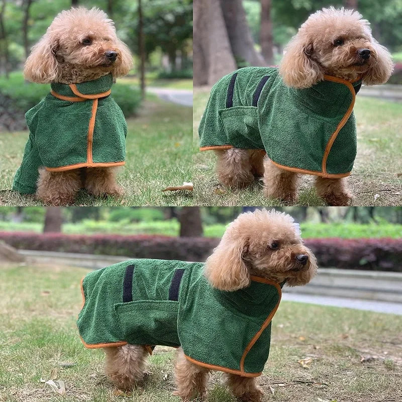 Quick Dry Dog Bathrobe – Absorbent Towel Coat XS-XL