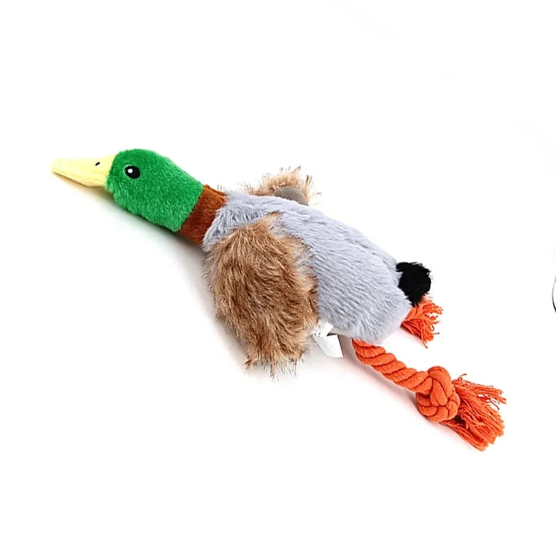 Plush Duck Squeaky Toy with Teeth-Cleaning Rope for Dogs