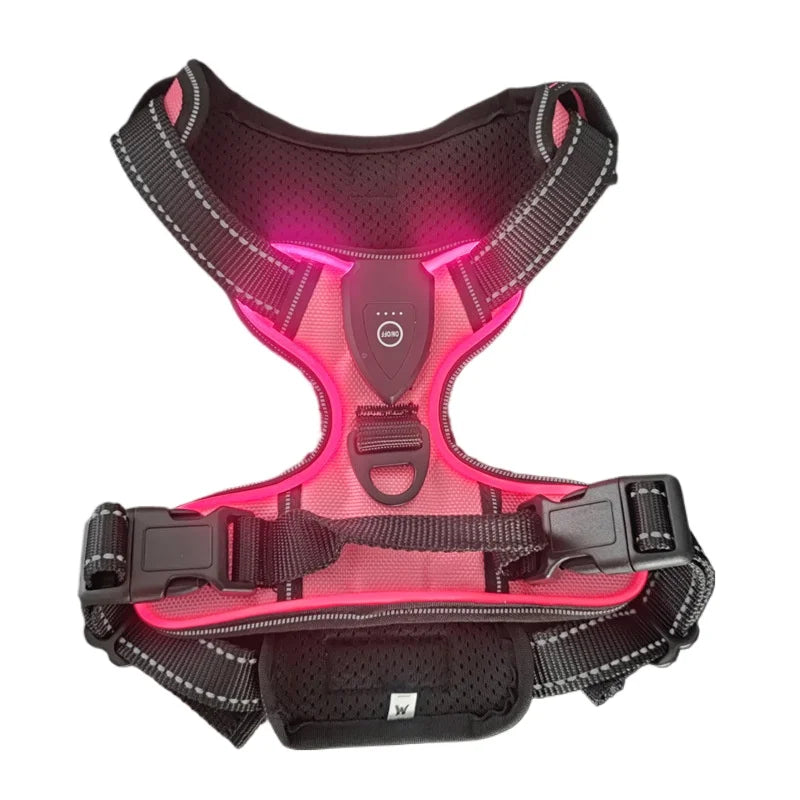 LED Glow Dog Harness – USB Rechargeable Reflective Night Vest